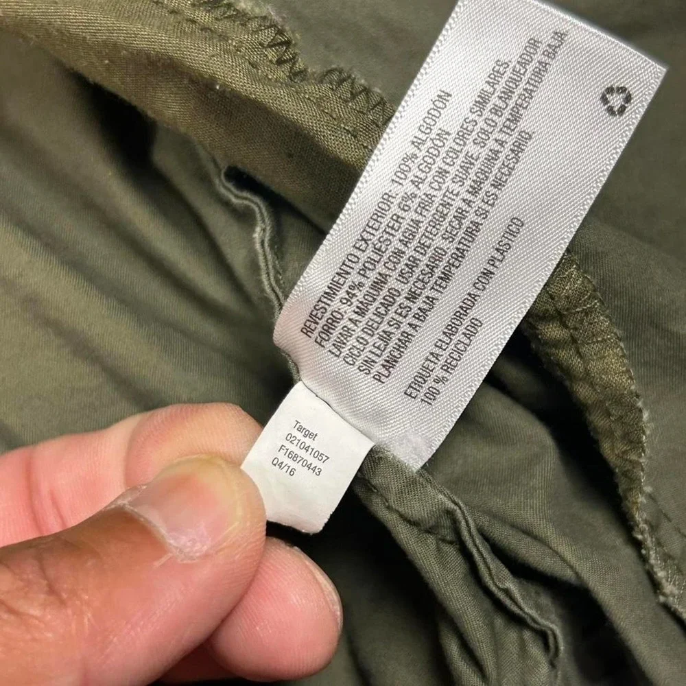 Ava & Viv Womens Olive Green Utility Field Jacket Full Zip Cotton F16870443